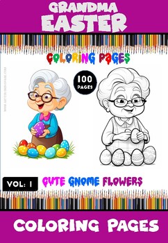 Preview of Unleash Your Creativity with Easter Grandma Coloring Page - Instant Download