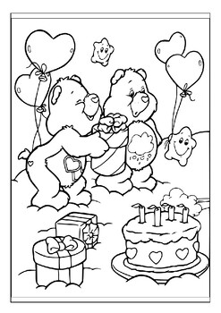 birthday care bears coloring pages