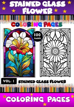 Preview of Unleash Your Creativity with Stained Glass Flower Colorings Vol 1!