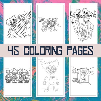 Huggy Wuggy Coloring Book: 60 Pages of High Quality Coloring Designs For  Kids And Adults Puppy Playtime Book - Missy missy poppy playtime - poppy  (Paperback)