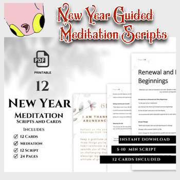 Preview of Unleash Your New Year Potential: 12 Guided Meditation Scripts & Cards