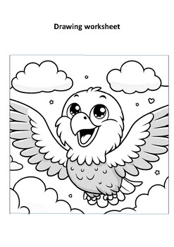 Preview of Unleash your child's creativity with our cartoon bird coloring worksheet