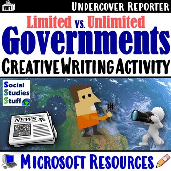 Preview of Unlimited Governments Undercover Writing Activity | Microsoft Print and Digital