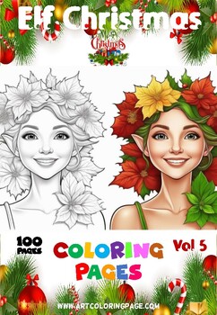 Preview of Unlock Festive Creativity: Elf Christmas Coloring Pages Vol 5 - 100 Pages