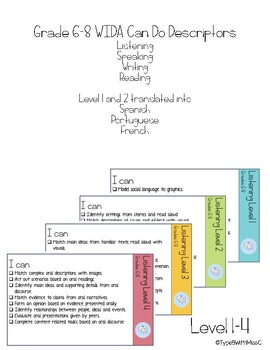 Preview of Unlock Language Proficiency: WIDA Can Do Descriptors for Grades 6-8