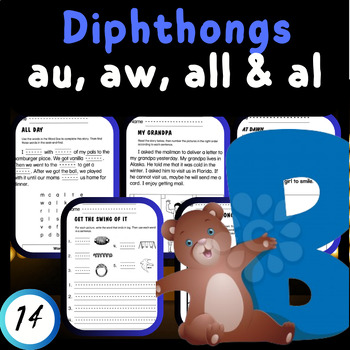 Preview of Unlock Phonics Brilliance: Mastering Diphthongs with our Au, Aw, All & Al PDF