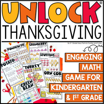 Preview of Unlock Thanksgiving K1 - Thanksgiving Math Game for Kindergarten & First Grade