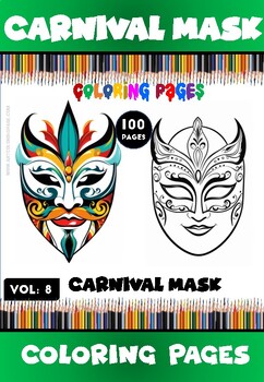 Preview of Unlock a World of Color and Festivity: Carnival Mask Coloring Picture Vol 8