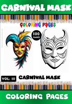 Preview of Unlock a World of Fun: Carnival Mask Coloring for Kids Vol 10