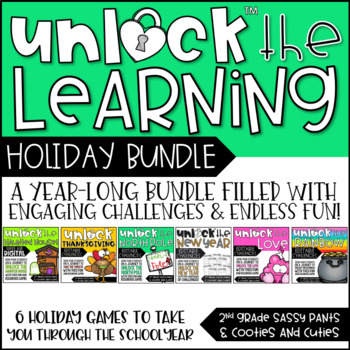 Preview of Unlock the Learning Holiday Bundle | Math Games | Editable Challenges