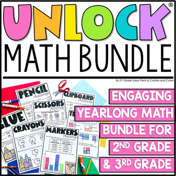 Preview of Unlock the Learning Math Game Bundle - Editable Math Games - Digital - 2nd & 3rd