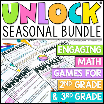 Preview of Unlock the Learning Seasonal Bundle | Math Games | Editable Challenges | Digital
