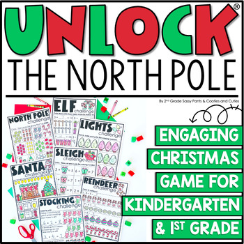 Preview of Unlock the North Pole K1 - Christmas Math Game for Kindergarten & First Grade