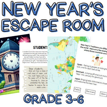Preview of Unlock the Treasure: A New Year | January Escape Room Game 3rd - 6th Group Work