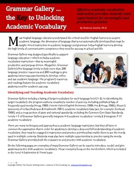 Preview of Unlocking Academic Vocabulary with Grammar Gallery