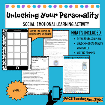 Preview of Unlocking Your Personality - SEL, Any Subject, Any Grade Level, No Prep, FACS