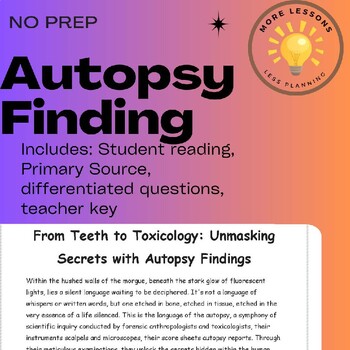 Preview of Unmasking Secrets with Autopsy Findings: Forensic Science Reading Comprehension