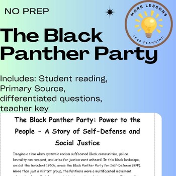 Preview of Unmasking the Black Panther Party: Guided Reading Comprehension Worksheet
