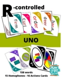 Uno R-controlled words and Homophones card game, ar, ur, i