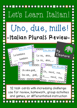 Preview of Uno, due , mille! - Italian Plurals Task Cards