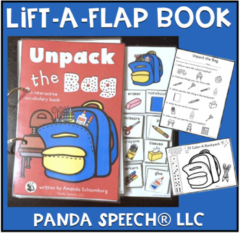 Preview of Unpack the Bag! An interactive & adaptive book: Back to School Speech Therapy