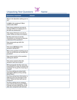 Preview of Unpacking Common Core Questions and Vocabulary