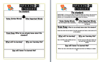 Preview of Unpacking My Standards- For Students