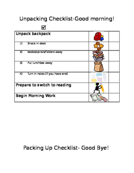 Preview of Unpacking, Switching Classes, Packing Up Procedure Checklists with Visuals