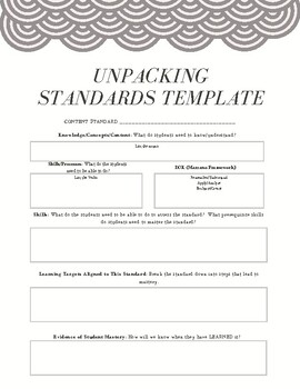 Preview of Unpacking the Standards Template