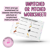 Unpitched or Pitched Worksheet (Perfect for a Sub Lesson!)