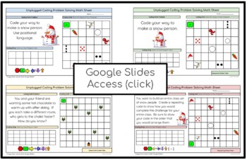 Preview of Unplugged Coding Digital (Google Slides): Build a Snow Person/Hot Chocolate