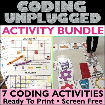 Preview of Unplugged Coding Starter Activities Hour of Code Worksheets Sandcastle Vocab