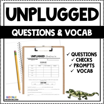 Preview of Unplugged (Gordon Korman) Chapter Questions & Vocabulary - PDF & Google