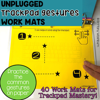 Preview of Unplugged Printable Trackpad Gestures Practice Work Mats station activity