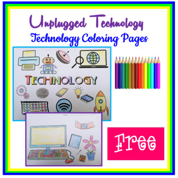 Preview of Unplugged Technology Coloring Pages FREE - Technology Unplugged Activities