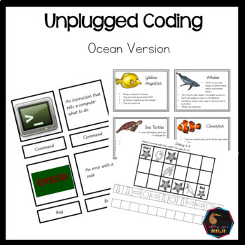 Preview of Unplugged coding - ocean themed suitable for Montessori