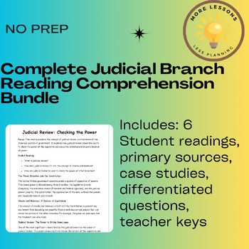 Preview of Unraveling Justice Judicial Branch Reading Comprehension Worksheet Bundle