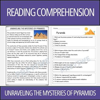 Preview of Unraveling the Mysteries of Pyramids - Reading Comprehension Activity