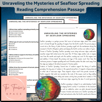 Preview of Unraveling the Mysteries of Seafloor Spreading Reading Comprehension Passage