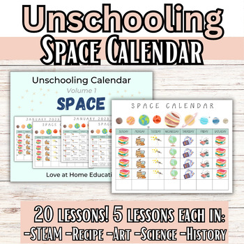 Preview of Unschooling Calendar Volume 1: SPACE (January) | Homeschool Resources