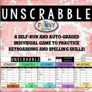 Preview of Unscrabble - an anagram game for keyboarding and language skills