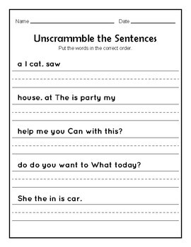Unscramble 100 Simple Sentences | Sentence Structure | Sentence Building
