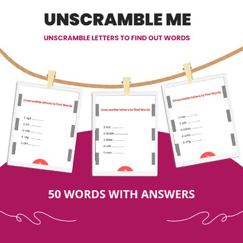 Preview of Unscramble Me: 50 Word Puzzles with Answers