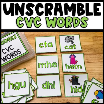 Unscramble Short Vowel CVC Words Matching Games Literacy Centers