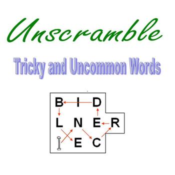 Preview of Friday Fun - Unscramble Tricky and Uncommon Words