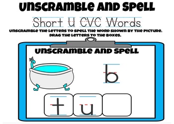Preview of Unscramble and Spell Short U CVC Words