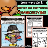 Unscramble it! {THANKSGIVING} {Addition and Subtraction wi