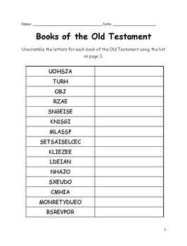 Unscramble the Books of the Old Testament by Interactive Printables