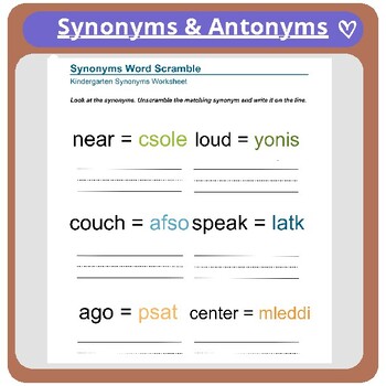 Preview of Unscramble the Synonyms Worksheets