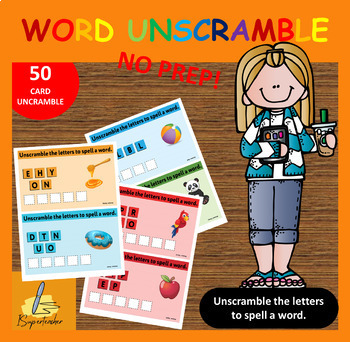 Preview of Unscramble word - printable word scramble cards NO PREP